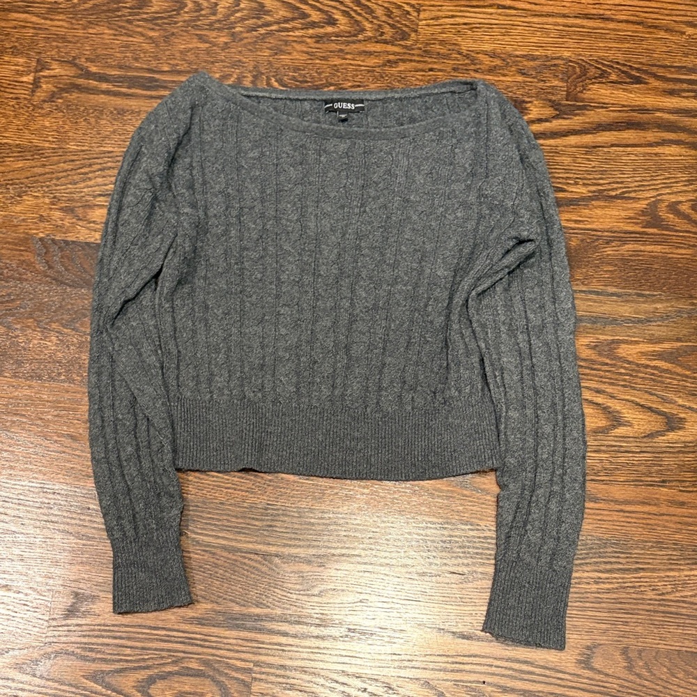 Guess Women's Charcoal Cable Knit Sweater